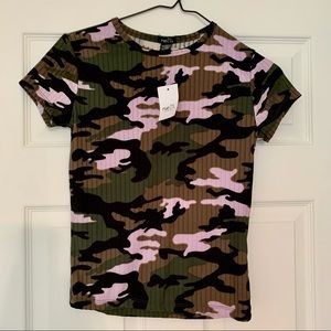 Rue21 Large Short Sleeve Pink Camo Shirt NWT